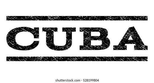 Cuba watermark stamp. Text tag between horizontal parallel lines with grunge design style. Rubber seal black stamp with dirty texture. Vector ink imprint on a white background.