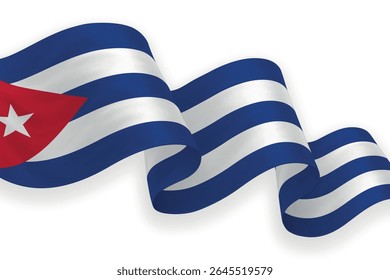 Cuba acenando bandeira com cores brilhantes sobre fundo limpo