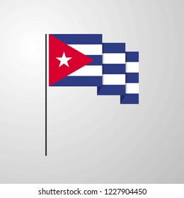Cuba waving Flag creative background