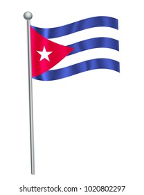 Cuba waving flag on flagpole vector illustration.3d vector icon isolated on white background