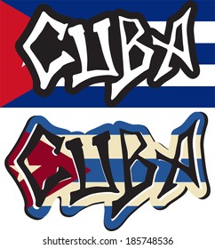 Cuba word graffiti different style. Vector illustration.