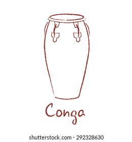 Cuban Brazilian African conga drum hand drawn vector illustration