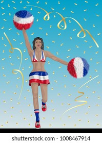 "Cuban Cheerleader of Cuba Fans"?� Cheerleader girl, confetti papers and background are in different layers.