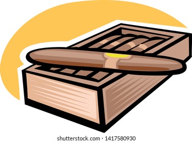 cuban cigar and match stick vector illustration eps 10