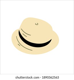 Cuban classical hat fedora illustration. Hand drawn islolated on white.