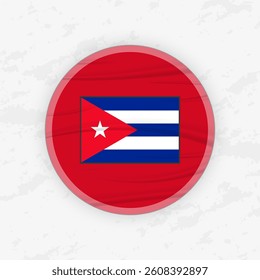 Cuban Flag in a Circular Emblem Design, Abstract Round Sticker Illustration. This high-quality vector graphic is perfect for use in patriotic designs, international events, sport competitions.
