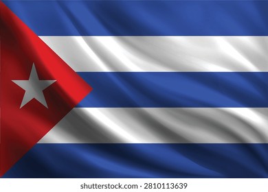 The Cuban flag features five blue and white horizontal stripes and a red triangle with a white star.