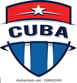 Cuban flag in the form of a shield