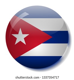 Cuban flag glass button vector illustration