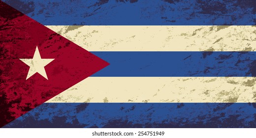 Cuban flag. Grunge background. Vector illustration