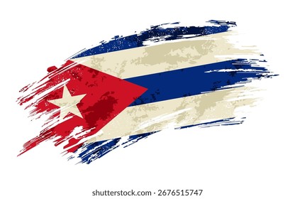 Fundo de textura de pincelada grunge bandeira cubana. Ilustração vetorial.