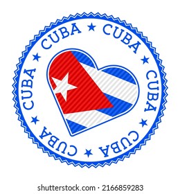 Cuban flag heart badge vector logo. Patriotic symbol of love for Cuba.