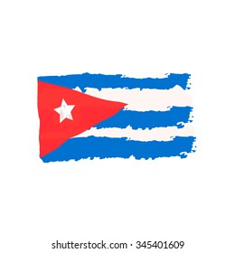 Cuban flag painted by brush hand paints. Art flag. Abstract background