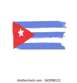 Cuban flag painted by brush hand paints. Abstract background of Cuba 