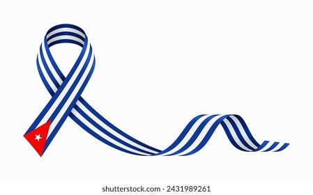 Cuban flag stripe ribbon wavy background layout. Vector illustration.