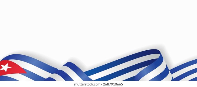 Cuban flag stylized wavy ribbon abstract background layout. Vector illustration.