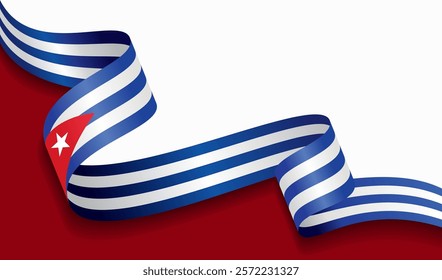 Cuban flag wavy abstract background. Vector illustration.