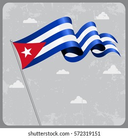 Cuban flag wavy abstract background. Vector illustration.