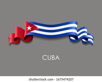 Cuban flag wavy ribbon background. Vector illustration.