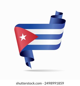 Cuban flag wavy ribbon background. Vector illustration.