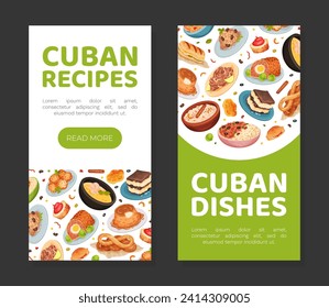 Cuban Food Banner Design with Tasty Served Dish Vector Template