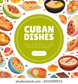 Cuban Food Banner Design with Tasty Served Dish Vector Template