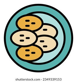 Cuban food icon outline vector. Caribbean chicken. Dish peri color flat