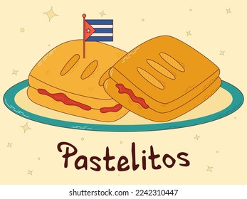 Cuban food. Pastelitos. Traditional Cuban dish. Vector illustration