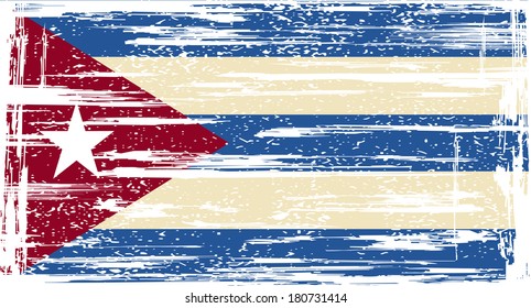 Cuban grunge flag. Vector illustration. Grunge effect can be cleaned easily.