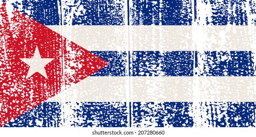 Cuban grunge flag. Vector illustration. Grunge effect can be cleaned easily.