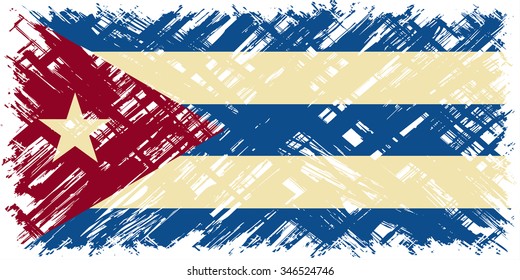 Cuban grunge flag. Vector illustration. Grunge effect can be cleaned easily.
