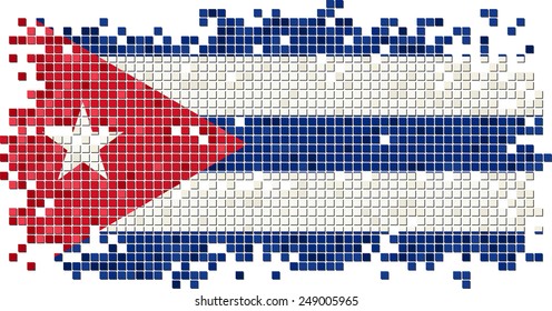 Cuban grunge tile flag. Vector illustration Eps 8.