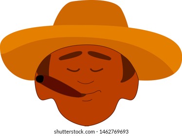 Cuban with hat, illustration, vector on white background.
