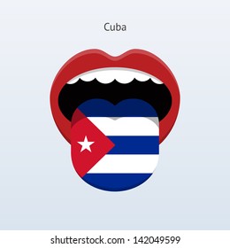 Cuban language. Abstract human mouth. Vector illustration.