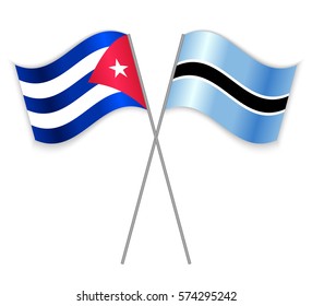 Cuban and Motswana crossed flags. Cuba combined with Botswana isolated on white. Language learning, international business or travel concept.