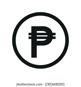 Cuban Peso coin sign black and white icon. Flat money currency symbol.