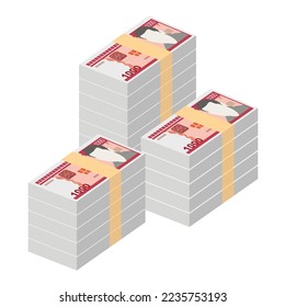 Cuban Peso Vector Illustration. Cuba money set bundle banknotes. Paper money 1000 CUP. Flat style. Isolated on white background. Simple minimal design.