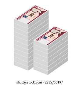 Cuban Peso Vector Illustration. Cuba money set bundle banknotes. Paper money 100 CUP. Flat style. Isolated on white background. Simple minimal design.