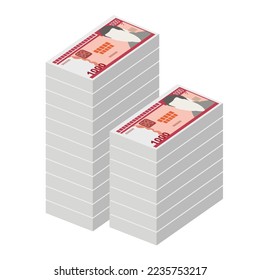 Cuban Peso Vector Illustration. Cuba money set bundle banknotes. Paper money 1000 CUP. Flat style. Isolated on white background. Simple minimal design.
