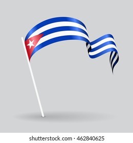 Cuban pin icon wavy flag. Vector illustration.