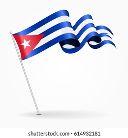 Cuban pin icon wavy flag. Vector illustration.