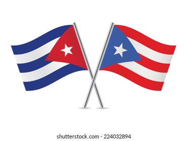 Cuban and Puerto Rican flags. Vector illustration.