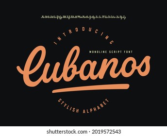  Cubanos. Original Mono Line Script Font. Vector Illustration.