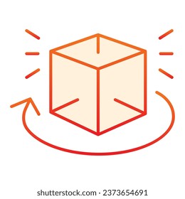 Cube 360 Grad rotieren flaches Symbol. Cube rotation orangefarbene Symbole im trendigen, flachen Stil. Geometrisches Bildansicht Farbverlauf-Design, entwickelt für Web und App. EPS10