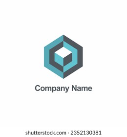 Imagen vectorial del logotipo de la empresa de construcción de geometría de cubo 3d