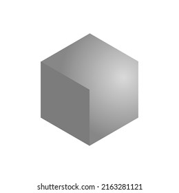 Cube 3D gray vector icon. 3d cube icon. Projection of a cube from three sides. Isometric cube.