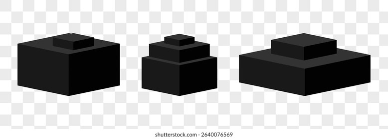 Cube 3d icons. Isometric square boxes design. Line cubic logos. Cubes, blocks outline shapes set. Abstract geometric templates. Modern geometry cub icon isolated.