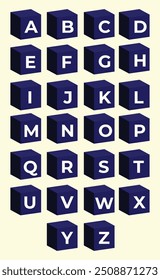 Cube 3D Latin alphabet letter a playful Boxes.Perfect for adding a touch of childlike wonder to school projects, children's books, birthday party invitations, cartoon-themed designs.