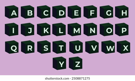 Cube 3D Latin alphabet letter a playful Boxes.Perfect for adding a touch of childlike wonder to school projects, children's books, birthday party invitations, cartoon-themed designs.