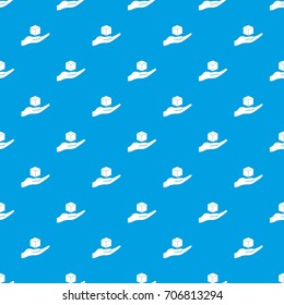 Cube 3d model pattern repeat seamless in blue color for any design. Vector geometric illustration